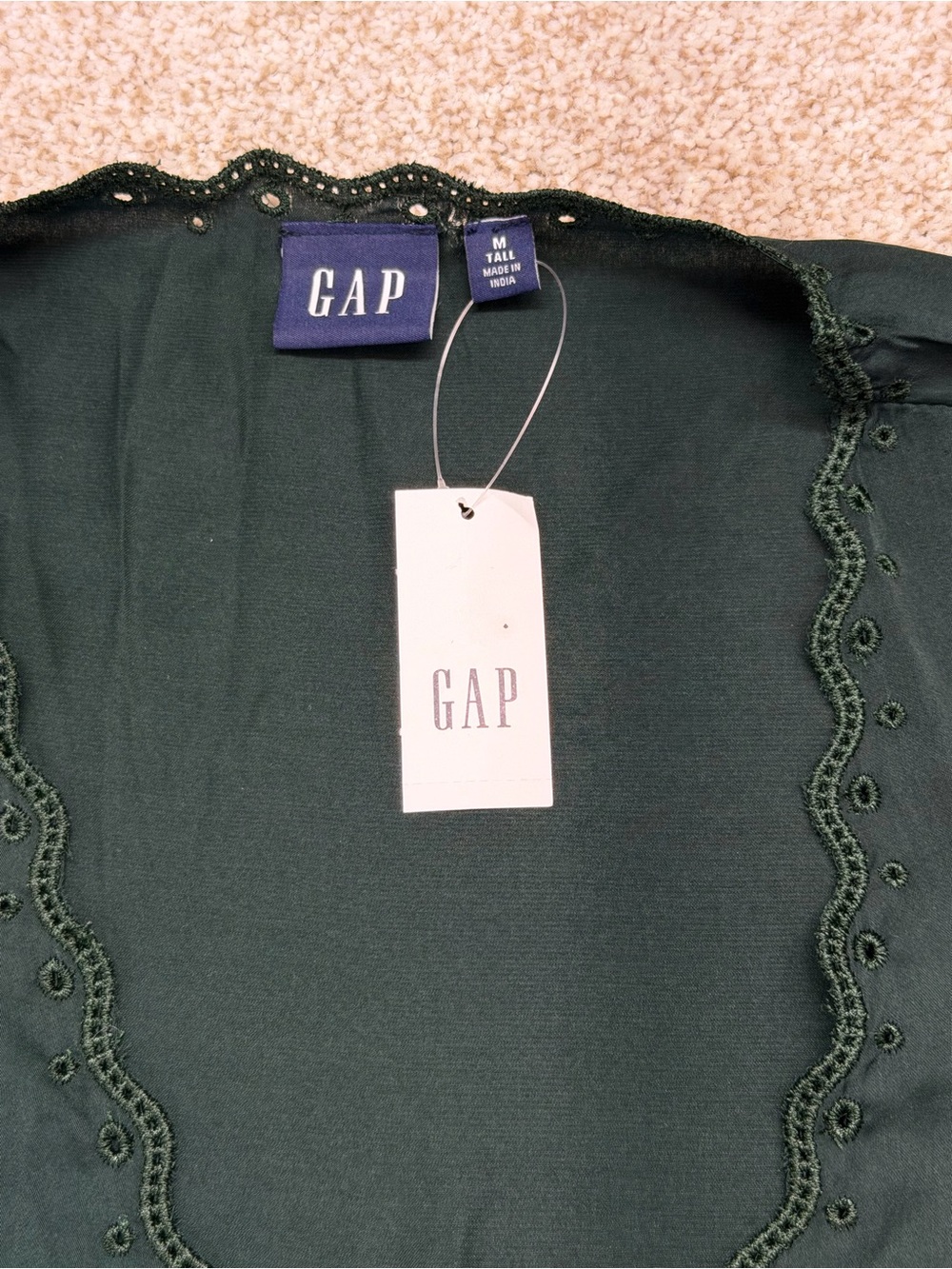 New GAP Women Satin Empire Maxi Dress  Essex Green V neck Long Sleeve M Tall - Picture 4 of 14